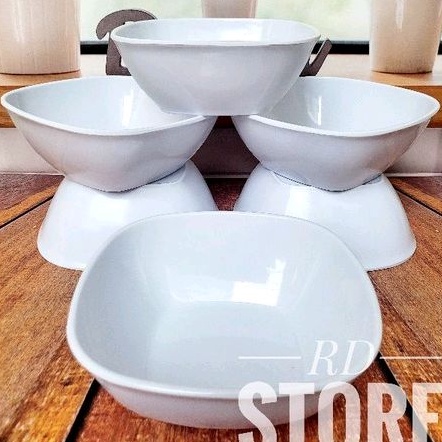 PROMO 6.PCS MANGKOK PERSEGI MELAMINE POLOS