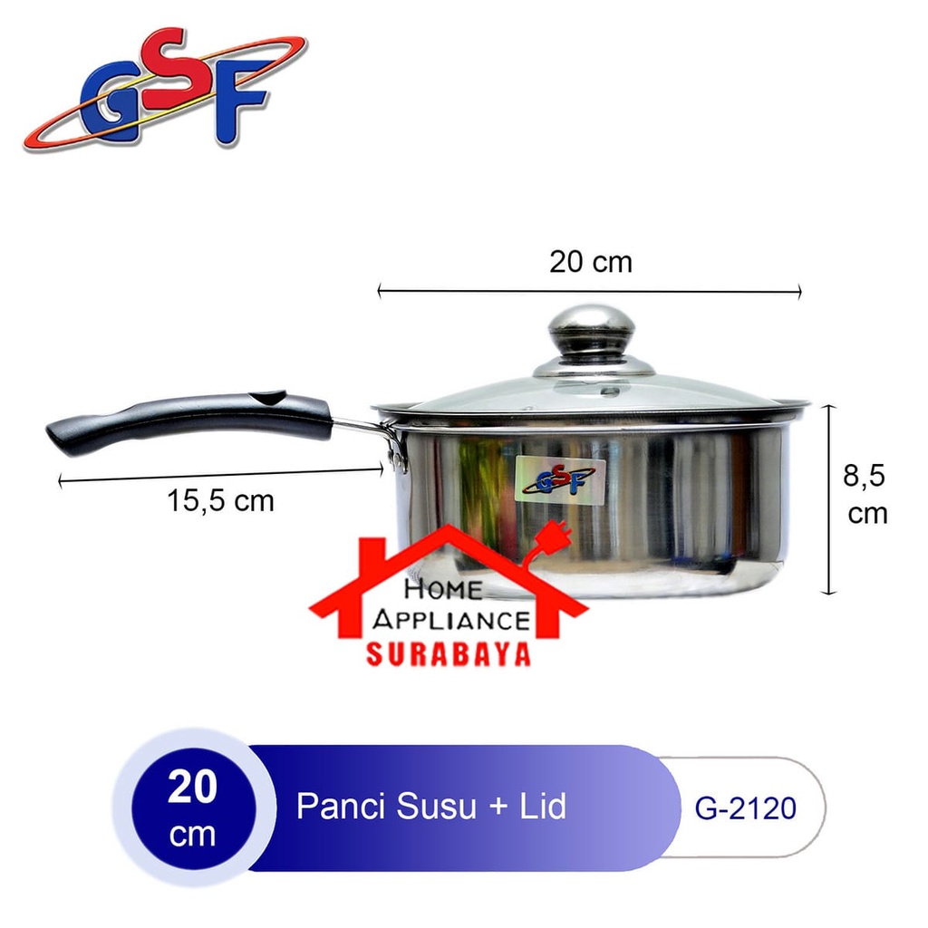 Panci Susu - Mie - Sop Serbaguna / Milk Pot Pan STAINLESS STEEL + Tutup Kaca 16CM 18CM / 20CM GSF