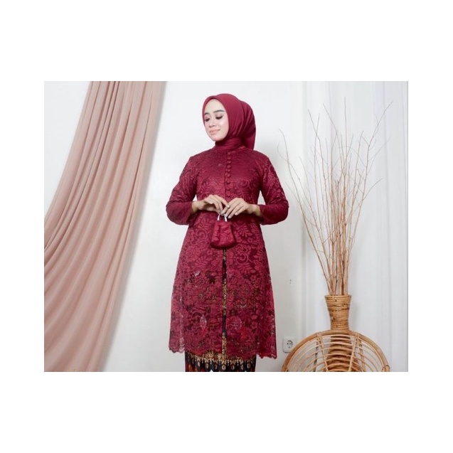 REAL PICT ATASAN KEBAYA TUNIK BRUKAT KANCING DEPAN / AMONG / KEBAYA BRUKAT / KEBAYA MODERN / KEBAYA BUSUI / KEBAYA KANCING DEPAN IBU BESAN / KEBAYA JUMBO / KEBAYA BROKAT JUMBO LD 120 / KEBAYA TUNIK SANGHAY / KEBAYA BROKAT