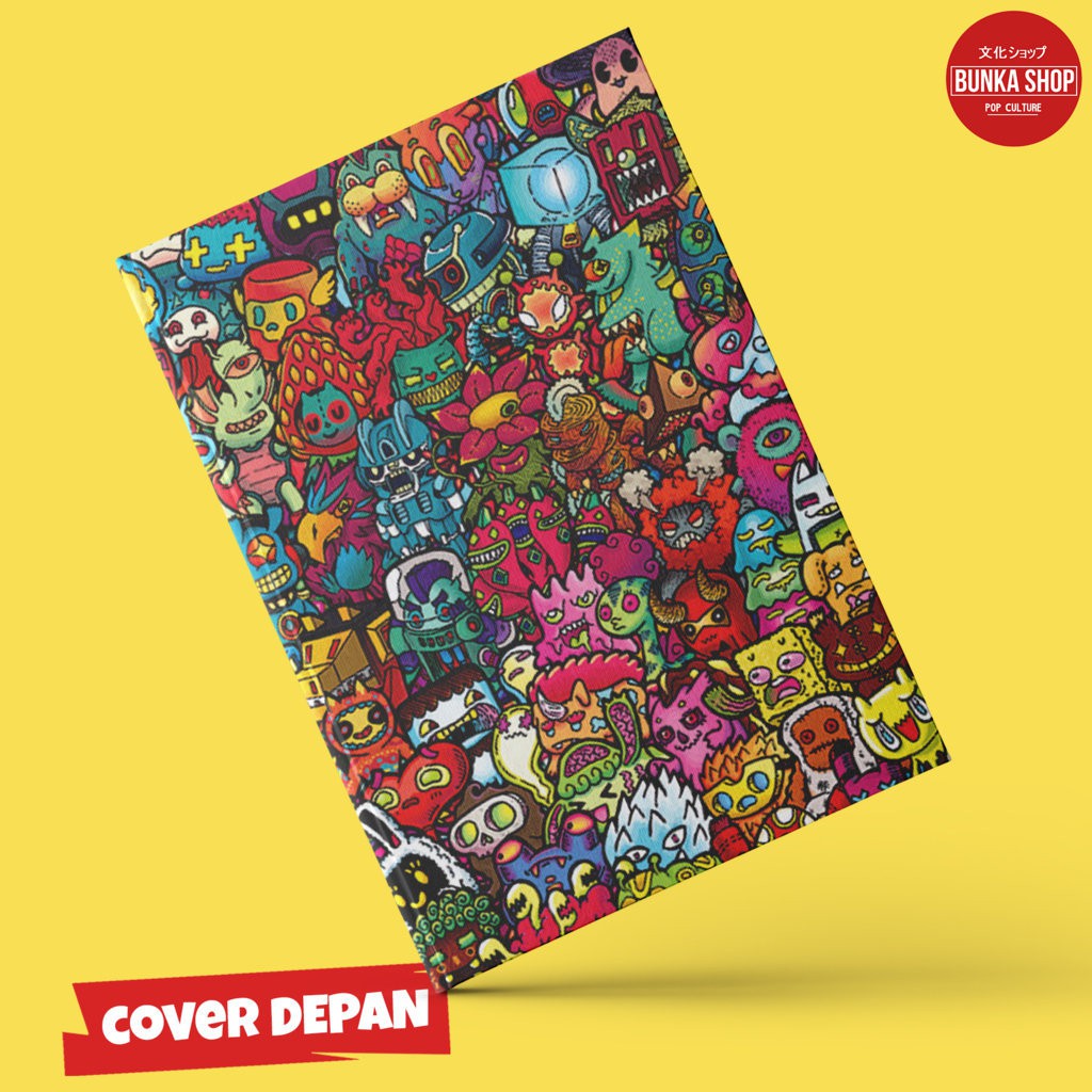 

Note Book Hardcover Red Doodle Monster Ukuran A5 Jurnal Agenda Planner Gift Couple