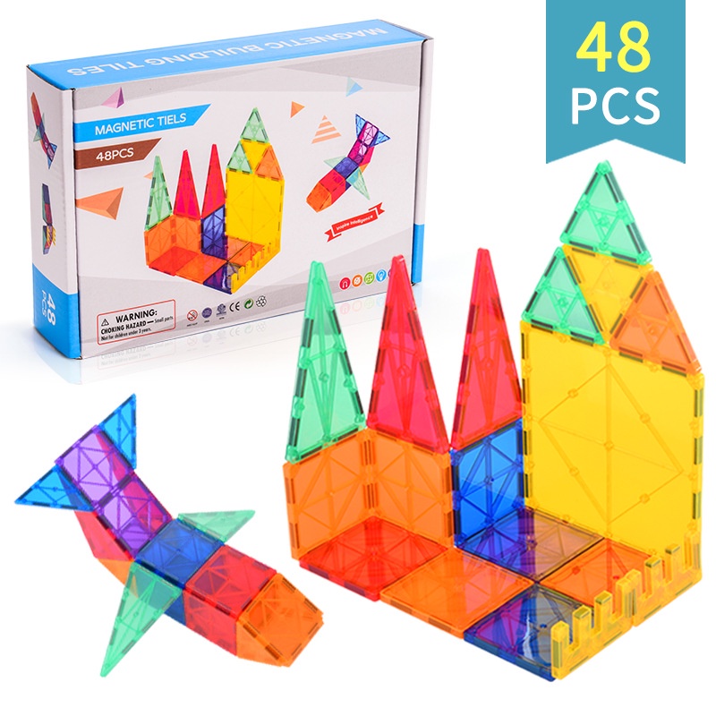 Magnetic Tiles Mainan Edukasi Anak Balok Magnet Montesori