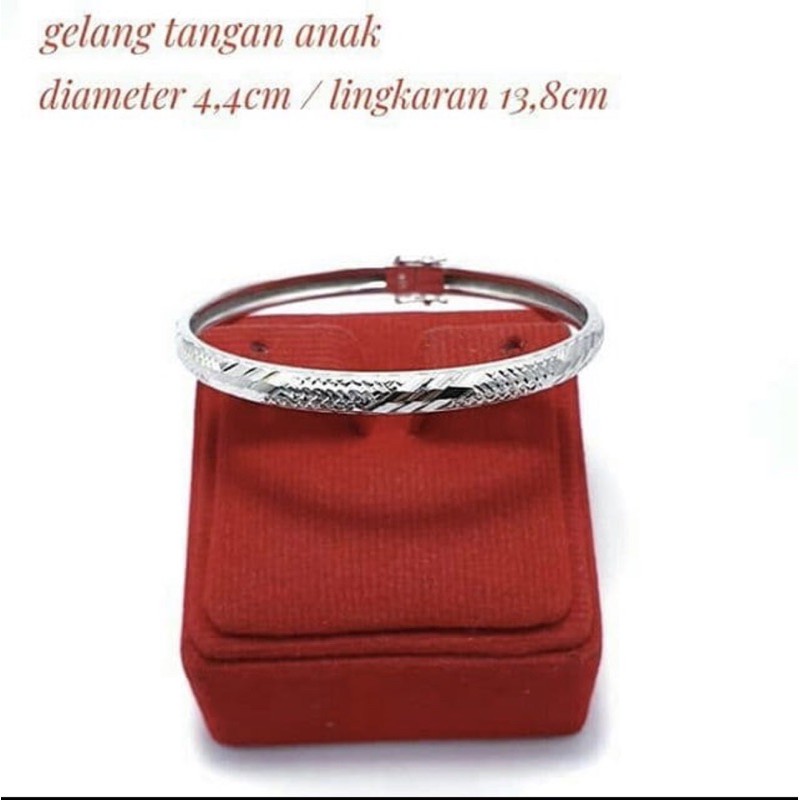 Gelang anak bulat ukir perak 925 gelang perak 925 lapis emas putih