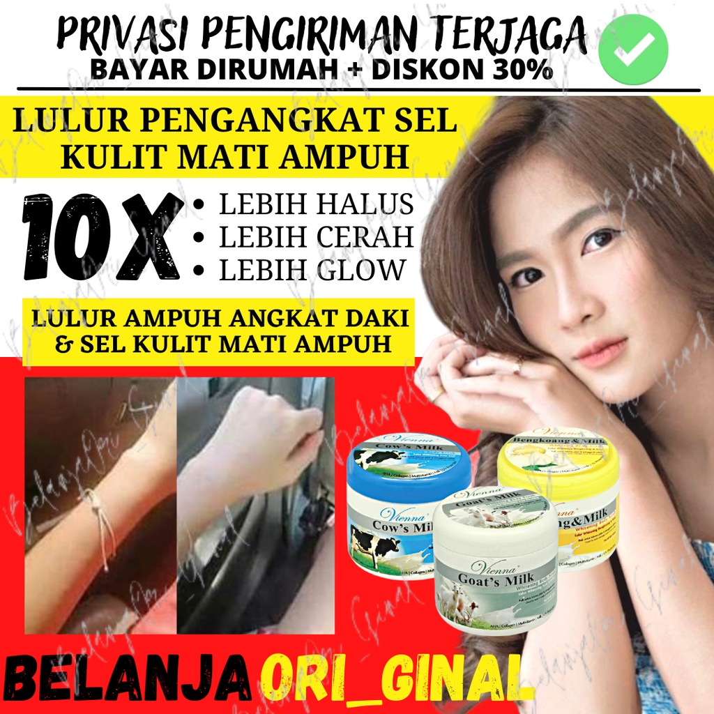 SCRUB BADAN -  SUSU KAMBING - PEMUTIH KETIAK - VIENNA BRIGHENING BODY SCRUB 250GR BPOM - LULUR MANDI
