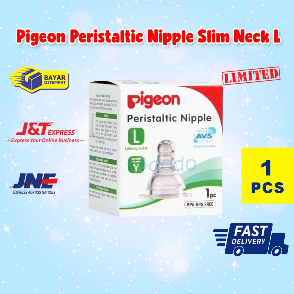 Pigeon Peristaltic Nipple 1 Box Slim Neck L - Nipple Dot Bayi