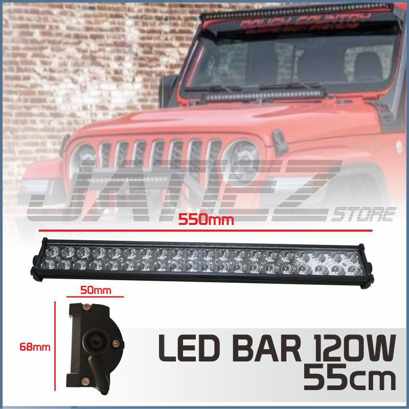 Lampu LED Bar Offroad 120w 55cm Jeep JK Wrangler Jimmy Pajero Fortuner Triton Navara Hilux LED