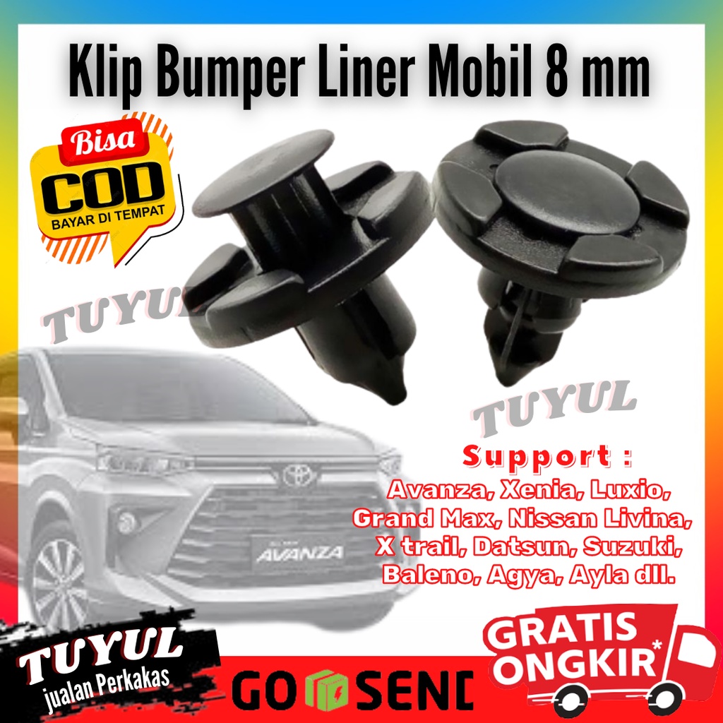 Klip Kancing Clip Bemper Body Mobil Fender Liner Cengkeh Bumper Spakbor 8mm Universal Avanza Xenia L
