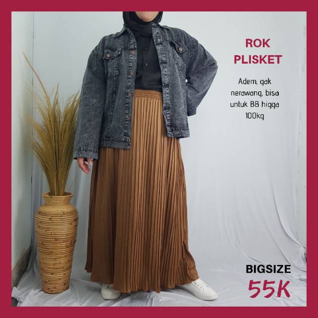 ROK PLISKET JUMBO / BIGSIZE - PREMIUM XXXL 100KG - REMPEL PLEATED FLARE SKIRT MAYUNG