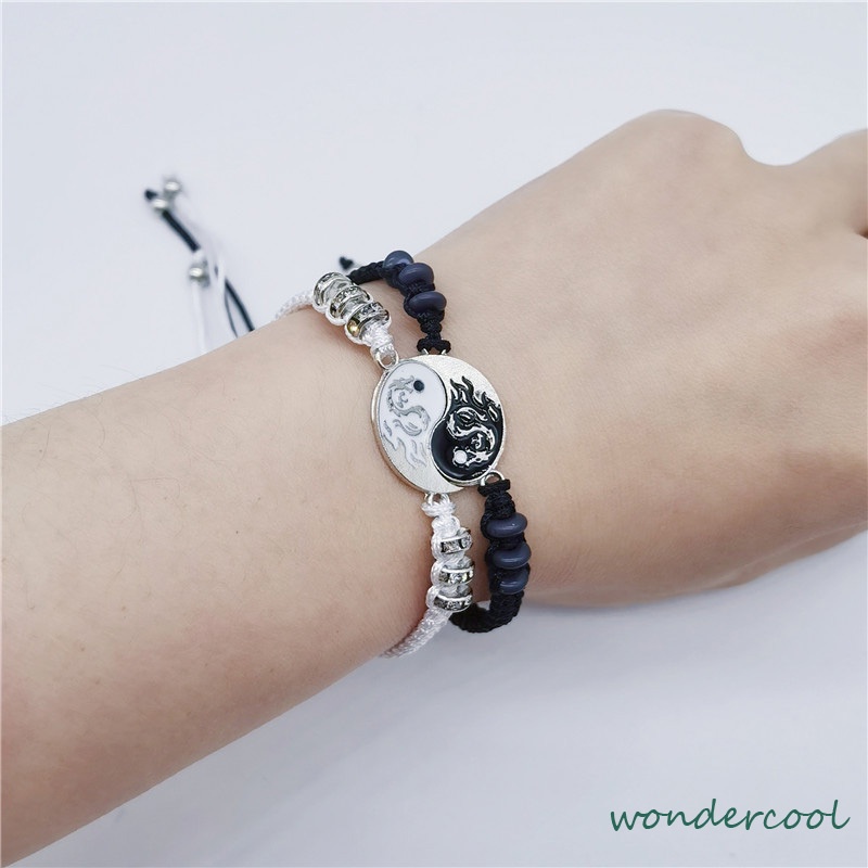 2pcs Gelang Couple Dikepang Gosip Tai Chi Adjustable Fashion Accessories Hadiah Aksesoris Bracelet-Won