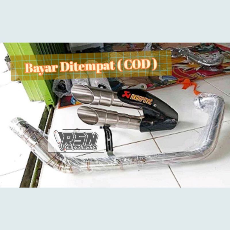 Knalpot Akrapovic Cabang 2 Hole NMax Mio Beat Vario PCX Aerox Xeon Fullsystem