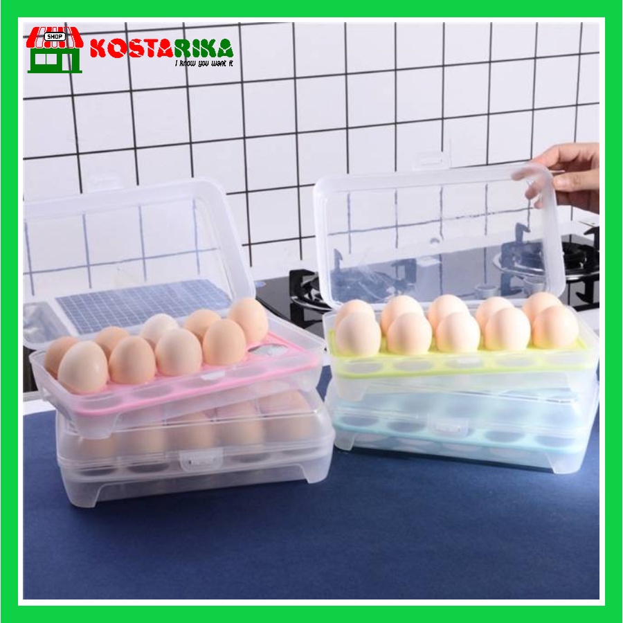 Kotak Telur Portable Atau Box telur Atau Egg Box Atau egg organizer 15 Sekat Tempat Telur Plastik