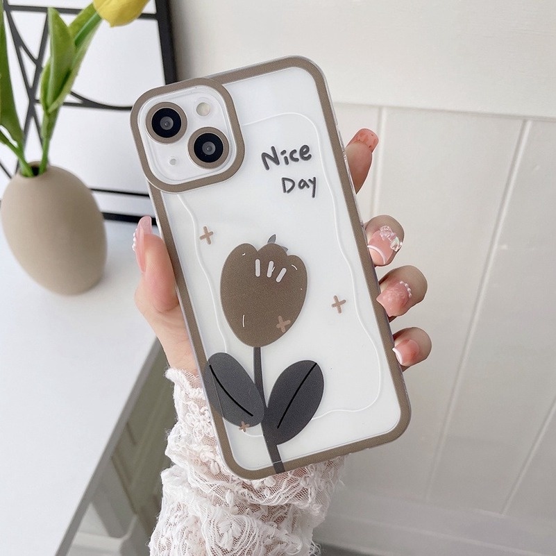 Soft Case TPU Motif Kartun Tulip Coklat Untuk OPPO A16 A16S A15 A15S A5S A3S A9 A5 A31 A53s A53 A33 A32 A74 A54 A91 A1K A7X F11 Reno 7 6 5 5K 4Z Pro Realme C25 C25Y C21Y C15 C12 C11 5 5s 5i 6i C2 C1