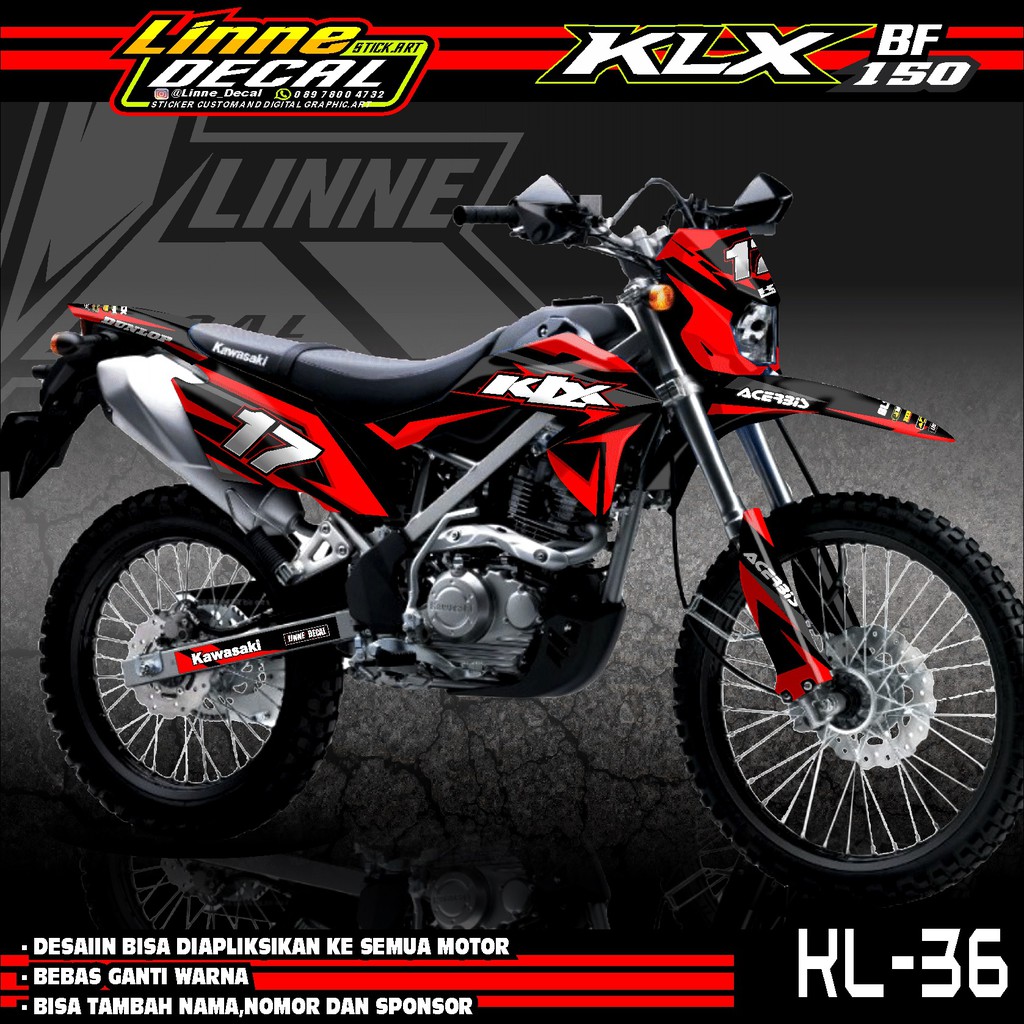 Decal Klx 150 Bf Merah Biru Dekal Stiker Klx Bf 150 Striping Klx 36 Shopee Indonesia