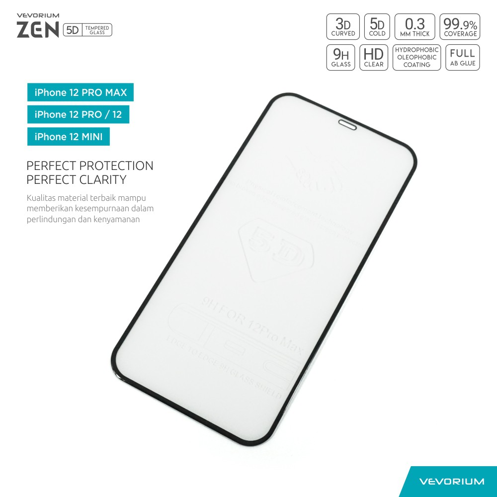 VEVORIUM ZEN 5D Apple iPhone 12 PRO MAX MINI Full Tempered Glass