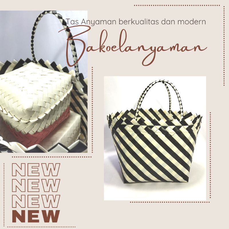 Tas Anyaman Plastik Hitam-Putih/ Tas Tasyakuran/Tas Belanja/Tas Serbaguna