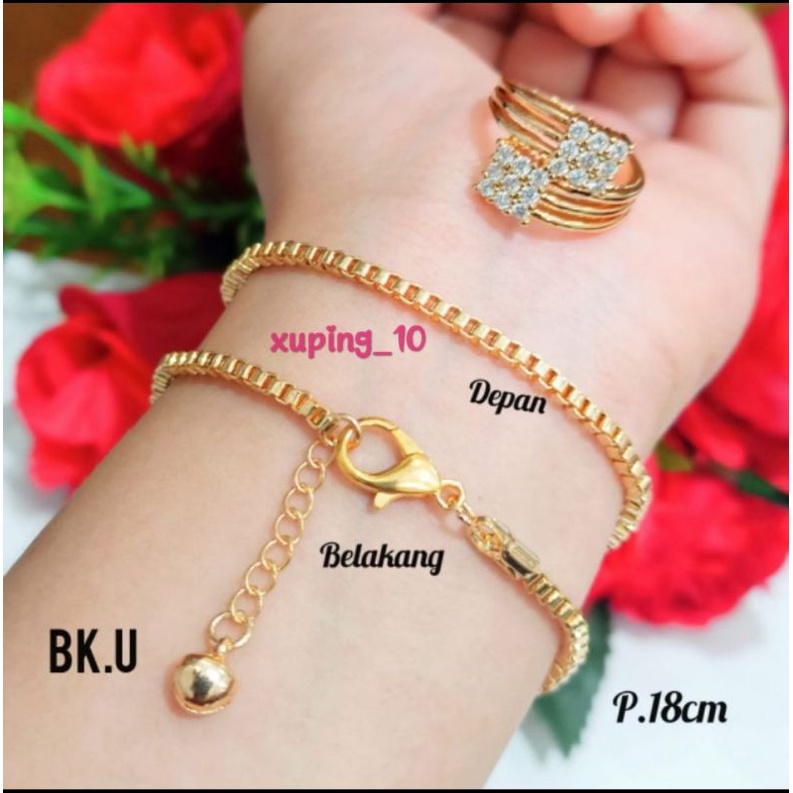 Gelang rantai FREE CINCIN (motif variasi) elegan gold&amp;silver termurah tidak karat COD
