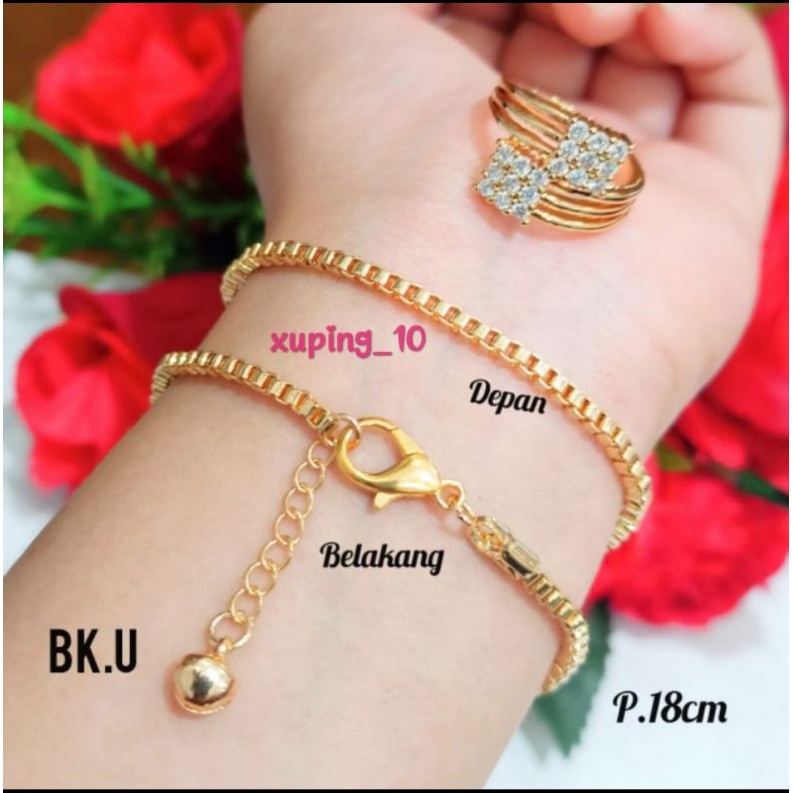 Gelang rantai FREE CINCIN (motif variasi) elegan gold&amp;silver termurah tidak karat COD