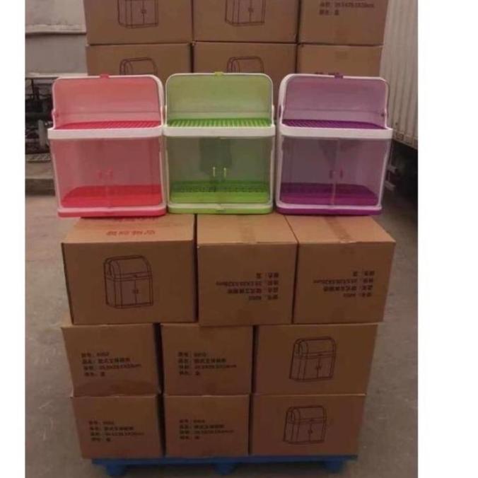 Rak Piring Tutup Mika Anti Bacterial Tertutup Higienis Lemari Piring Mimifebrianti12