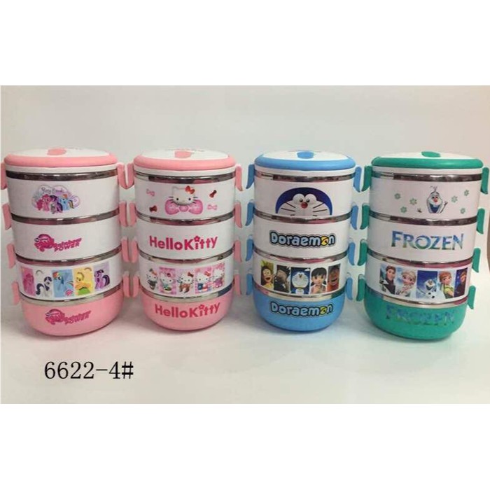 Rantang / Lunch Box Stainless Karakter Hellokitty Doraemon Frozen Pony
