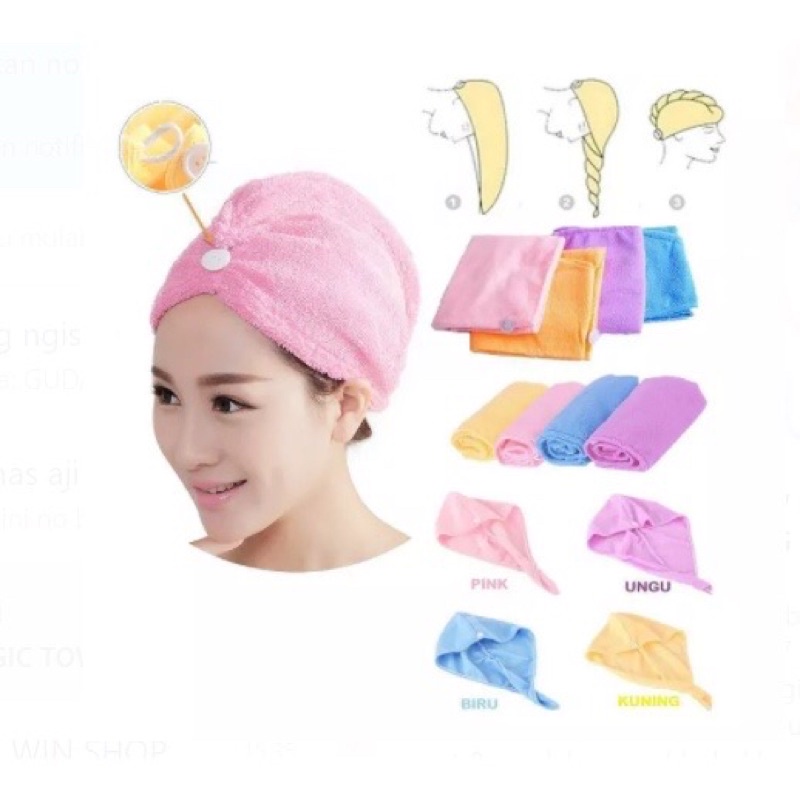 MAGIC TOWEL - HANDUK AJAIB MENGERINGKAN RAMBUT 70% LEBIH CEPAT HANDUK KERAMAS