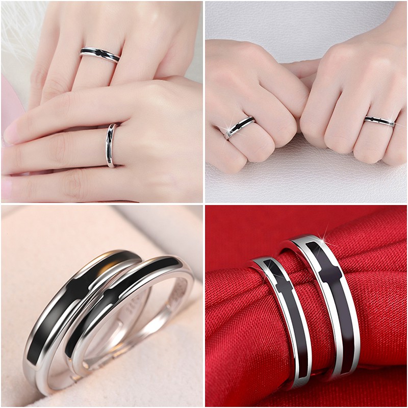 2pcs / Set Cincin Sterling Silver Dapat Disesuaikan Untuk Pasangan