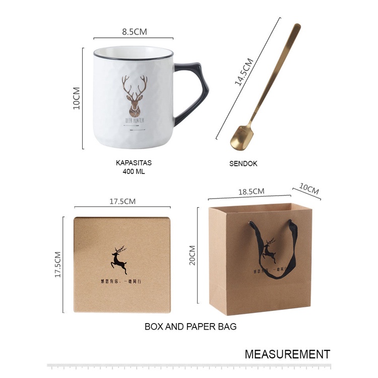 Ceramic Mug Deer Random / Gelas Keramik / Hampers Souvenir Kado