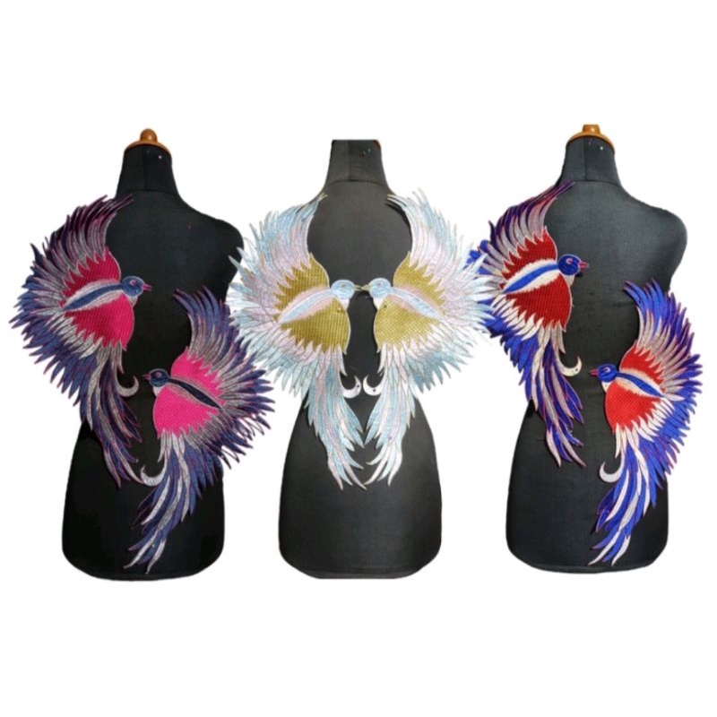 RENDA BORDIR MURAH MOTIF MERPATI BUAT AKSESORIS KEBAYA,GAMIS,GAUN,KOSTUM TARI MOTIF MERPATI