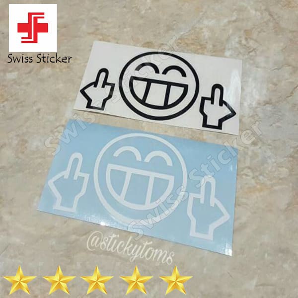 

Murah stiker lucu smiley nyengir kasi jari tengah (flip off) Keren