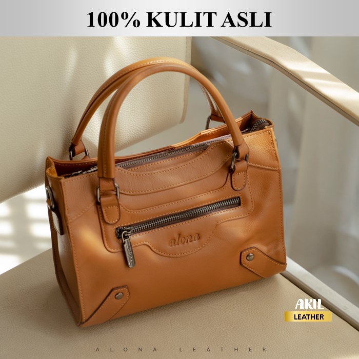 Tas Wanita Branded Model Selempang Slempang Jinjing Bahan 100% Kulit Sapi Asli Original Alona Clarabell Leather Sling Shoulder Bag