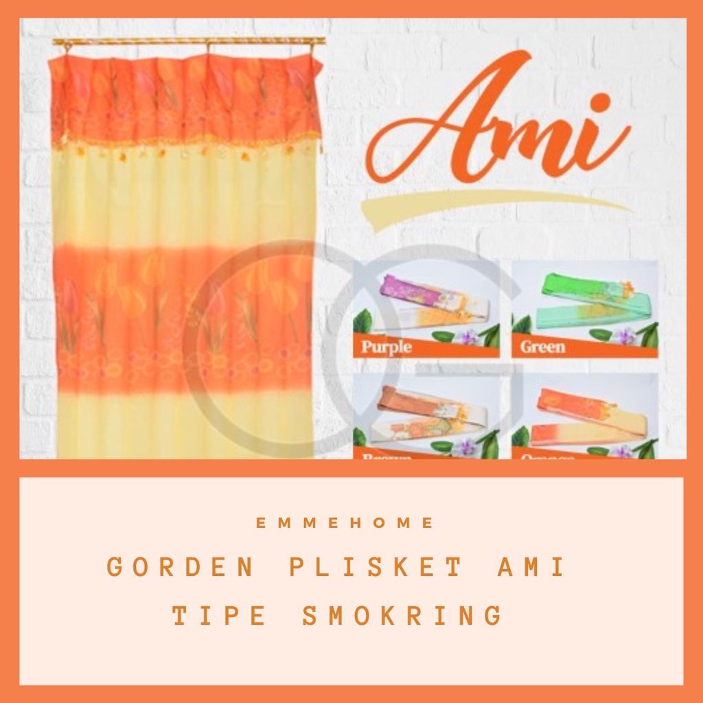 Gorden Ami Smokring Motif Bunga Tulip Minimalis / Horden Pintu Murah Free Smokring Ukuran 100x220 / 150x220