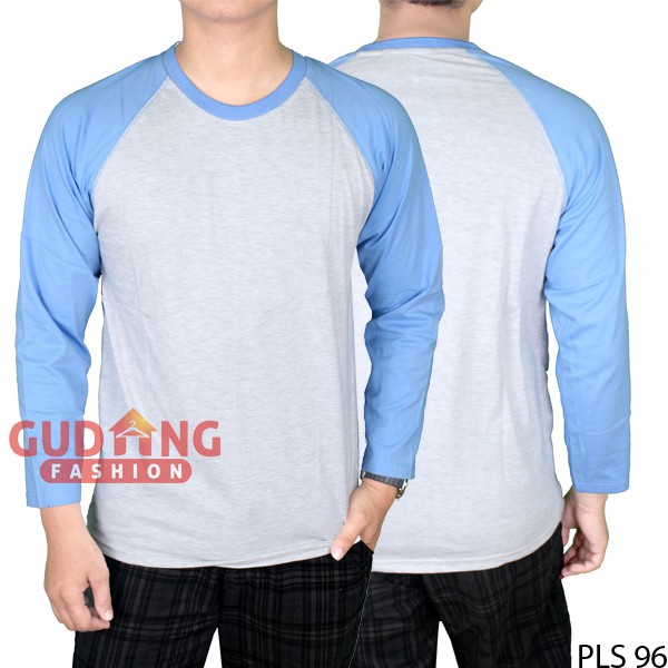 Kaos Raglan Panjang Polos Pria - Oneck / Basic Tshirt Oneck Cotton Combed - PLS (COMB)