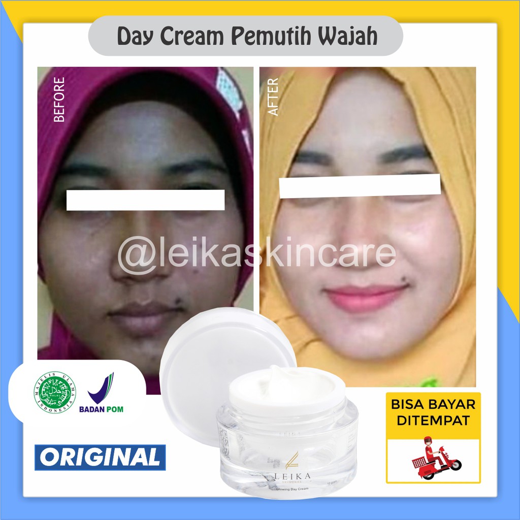 Cream Pemutih Wajah Glowing Permanen Ampuh Memutihkan Wajah Cream Pencerah ORIGINAL Leika Skincare 1