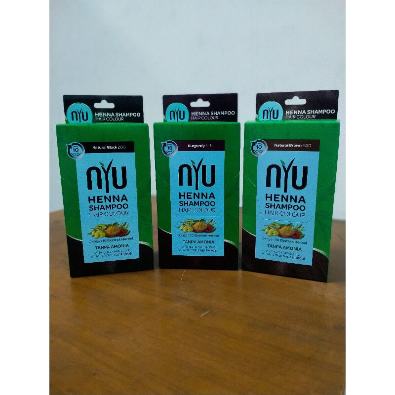 NYU HENNA SHAMPOO PEWARNA RAMBUT BOX ISI 4 SACHET @20ML