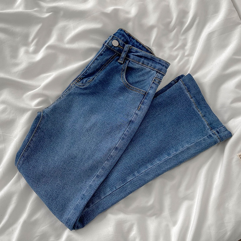 Biru Korean Highwaist Seksi Melar Straight Celana Jeans Panjang Wanita