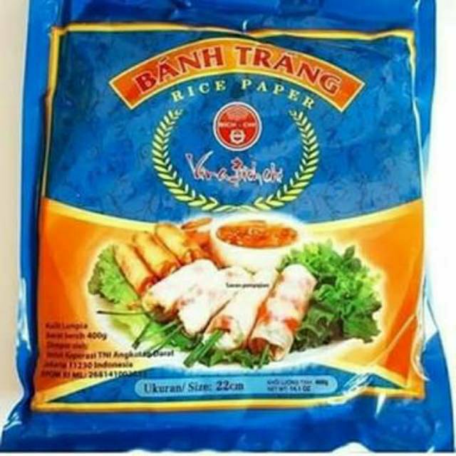 

RICE PAPER BANH TRANG 16CM/22CM KULIT LUMPIA VIETNAM HALAL SERTIFIKAT VIETNAM ISI 4 LBR
