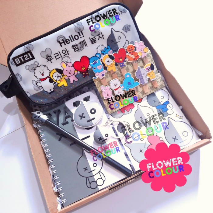 

(TERLARIS) PAKET ALAT TULIS KARAKTER BT21 CHIMMY COOKY TATA - Van (abu-abu)