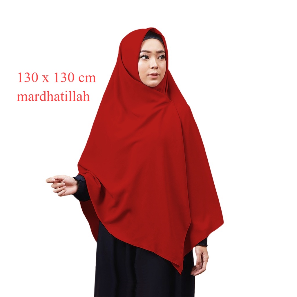 kerudung hijab segi empat wolpeach WOLFIS premium jumbo syar'i warna merah cabe terang size ukuran 1