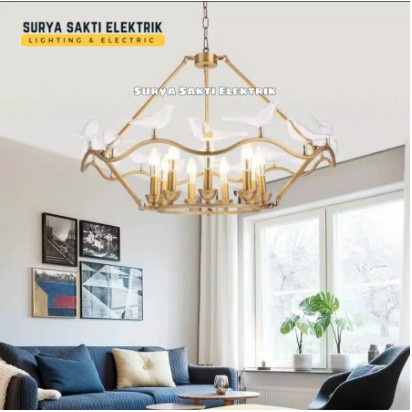 LAMPU GANTUNG KLASIK GOLD BURUNG