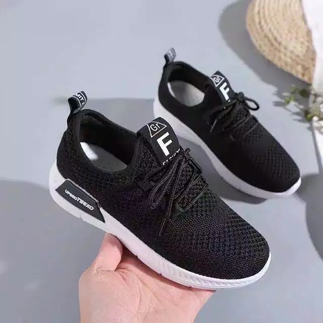 JURAGAN ONLEN - SEPATU WANITA SNEAKERS GR F KOREAN STYLE AIR BOUNCE DV70 BISA BAYAR DITEMPAT-HITAM