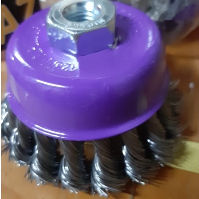 Sikat mangkok kawat kepang/Twisted Cup Brush/Sikat Gerinda Mangkok Kawat Cup Brush Polishing Wheel 3 Inch//Sikat Kawat Mangkok Maxsell Vegas 3&quot; Kepang / Cup Brush Gerinda Tangan