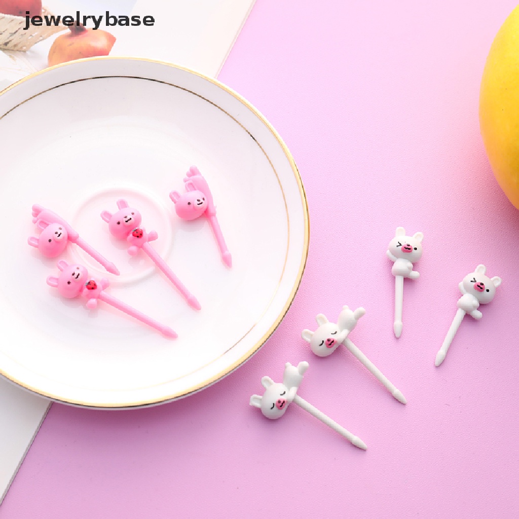 6 Pcs / Set Aksesoris Garpu Buah Bentuk Kartun Kucing Anjing Untuk Dessert