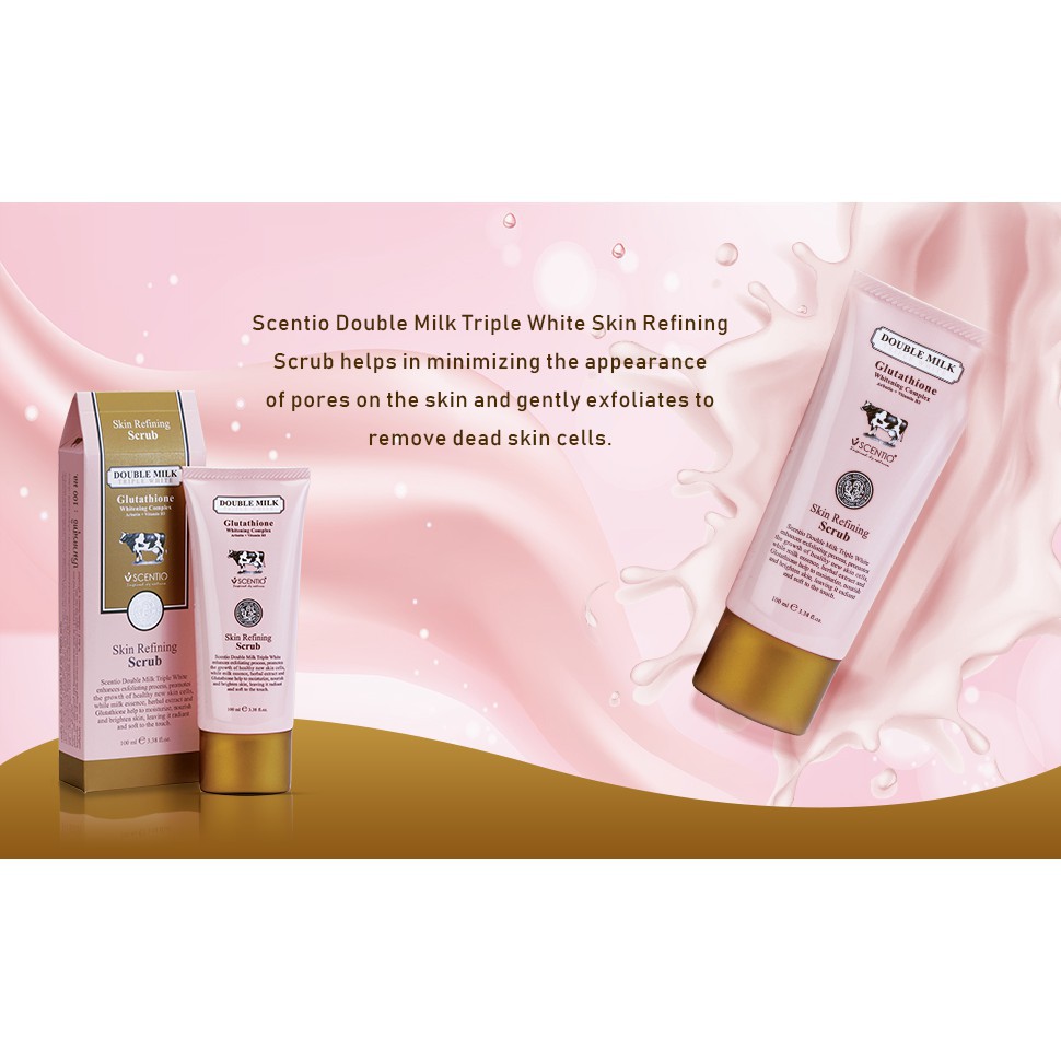 [PROMO SPESIAL] BPOM SCENTIO DOUBLE MILK TRIPLE WHITE SKIN REFINING SCRUB 100% ORIGINAL THAILAND