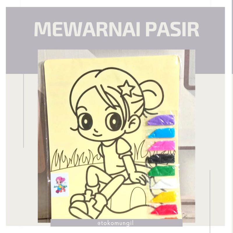 TM | BUKU MEWARNAI KARTUN ANAK | BUKU MEWARNAI PASIR | MEWARNAI PASIR DENGAN 9 WARNA | BUKU MEWARNAI