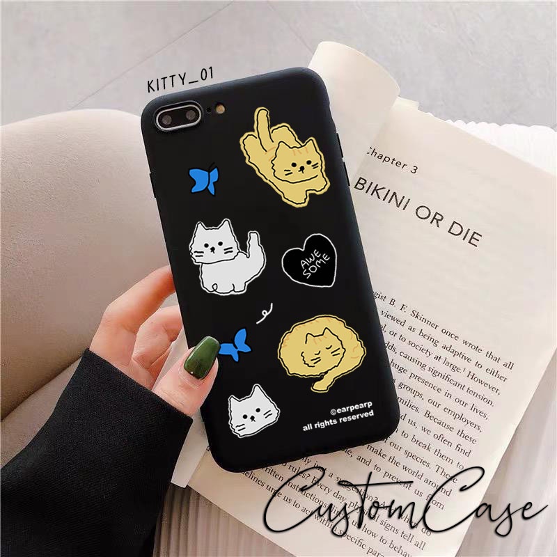 Custom Case Korean Design Kucing / Kitty Couple Case Chan Young / Cheong San Oppa Softcase Anticrack