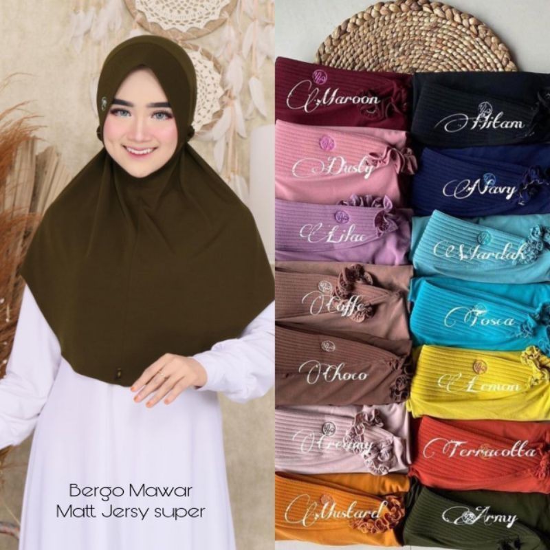 Bergo Mawar Jersy Super / Bergo Jersy premium / Bergo ah