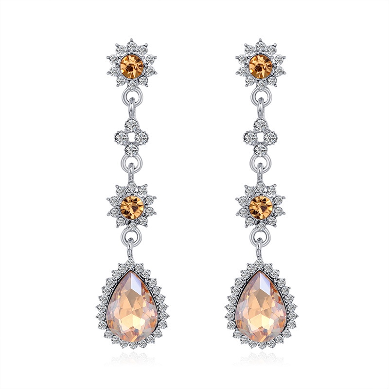 Fancyqube Anting Kristal Berlian Imitasi Model Panjang Gaya Korea Untuk Wanita