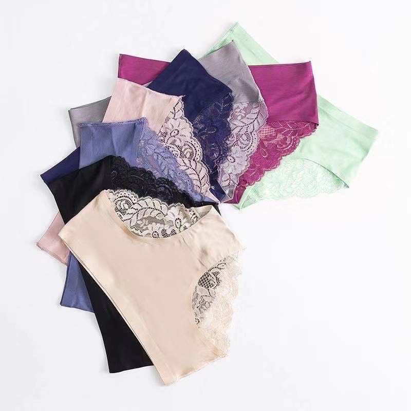 VS - Celana Dalam Renda Brief Seamless Ice Silk Lace Underwear Sexy Panties Wanita Murah C65