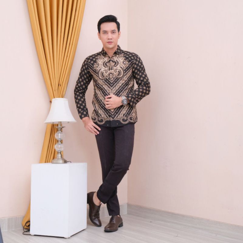 KEMEJA BATIK PRIA PREMIUM LENGAN PANJANG SLIMFIT BATIK ALUNA PCW 020