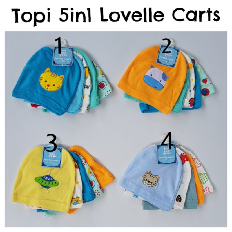 Topi Bayi Baru Lahir Newborn Baby Hat 5in1 Isi 5 pcs