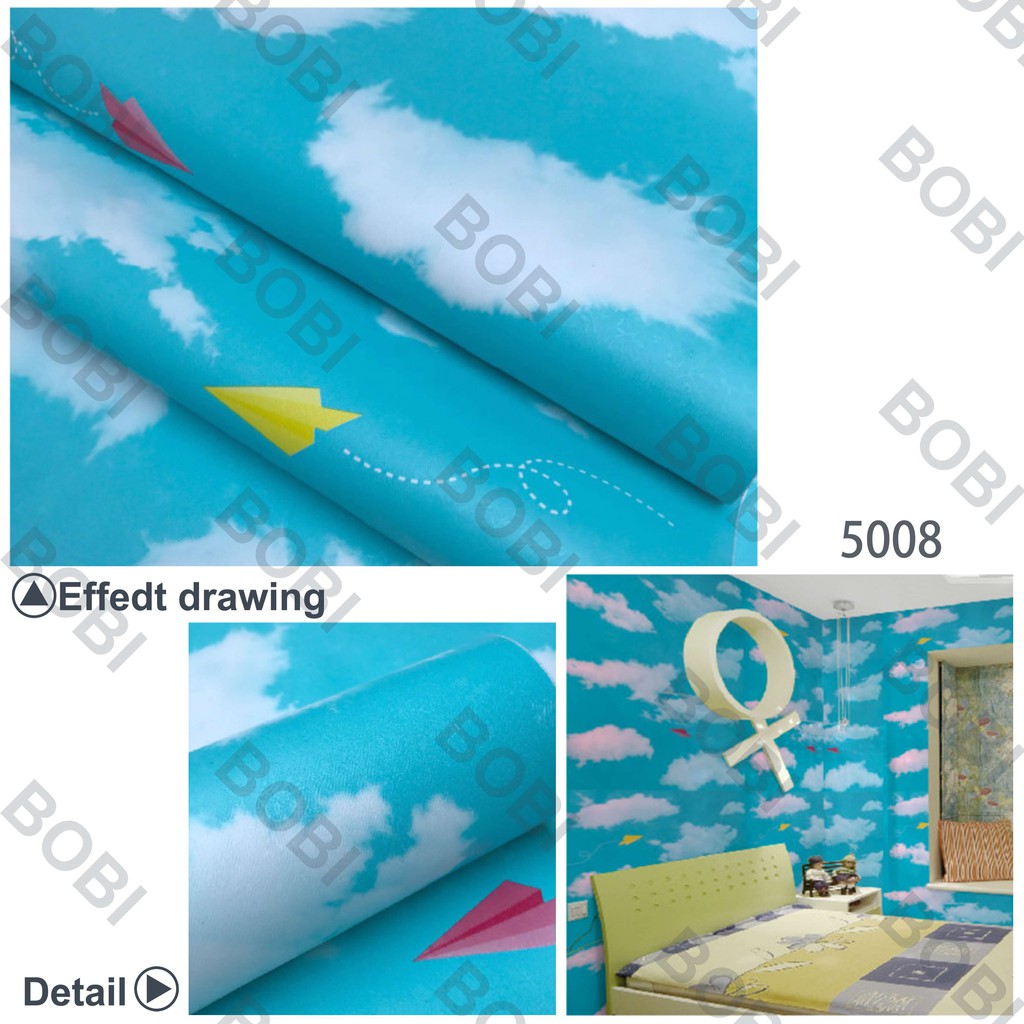 Wallpaper Dinding Motif Awan Langit 5008-1 - Wallpaper Sticker PVC ± 10 meter x 45 cm