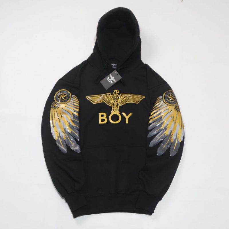 SWEATER HOODIE BOY LONDON HITAM AUTHENTIC GOLD